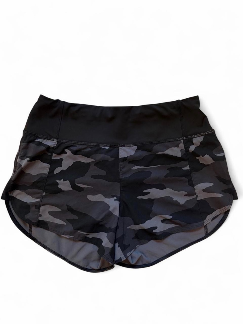 Athleta Black Gray Camo Running Shorts